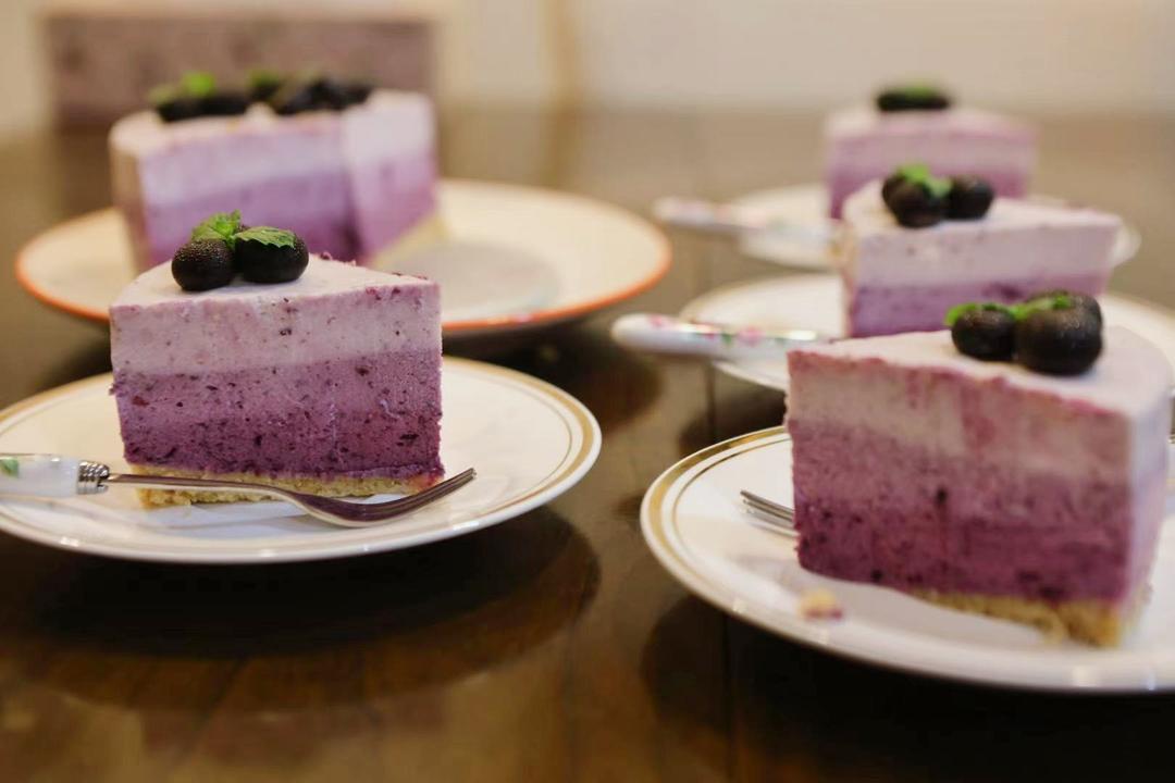 渐变蓝莓冻芝士蛋糕（免烤）