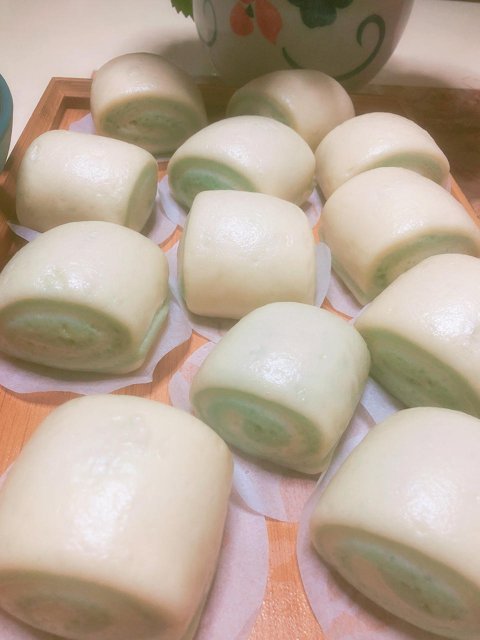 「原创」椰香花花小馒头                   （蝶豆花汁）