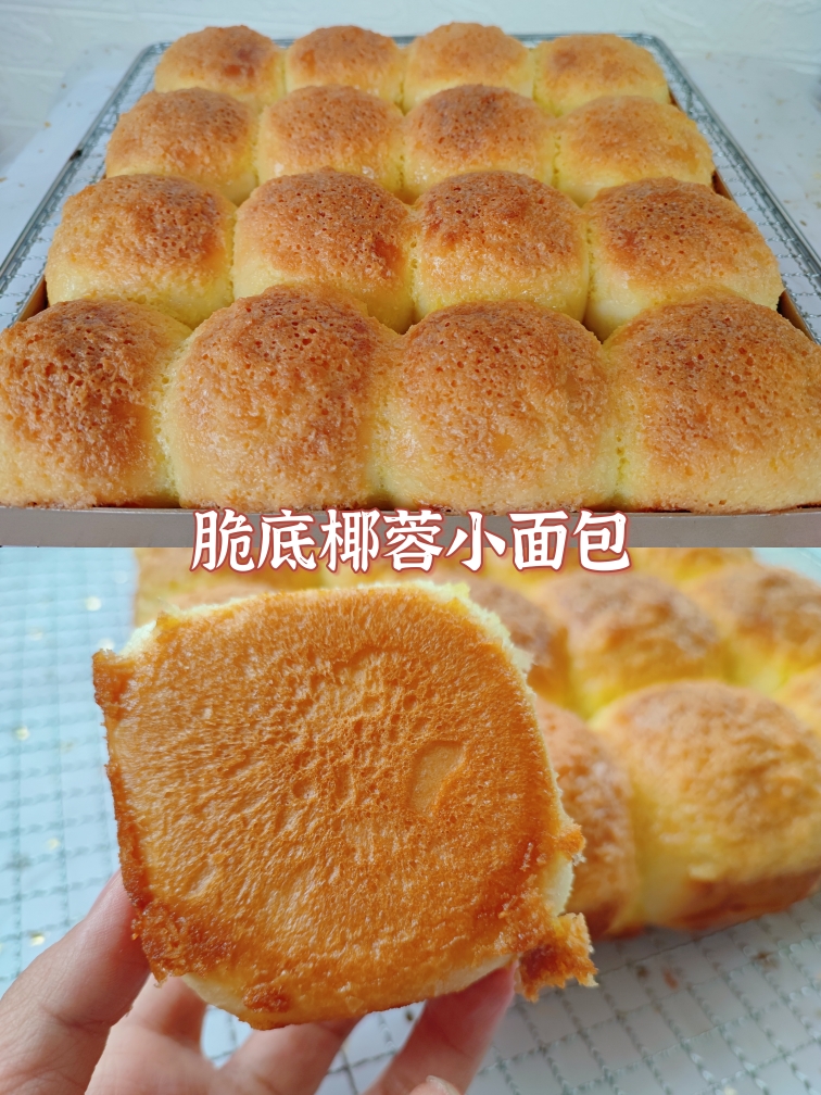 脆底椰蓉小面包丨一次发酵巨简单，好吃到流泪
