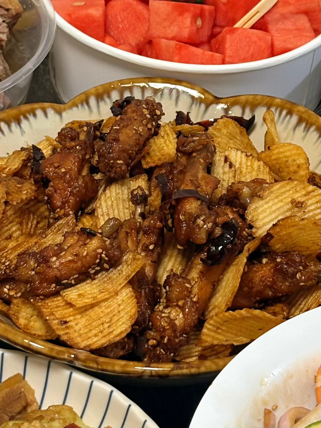 甜辣薯片鸡翅