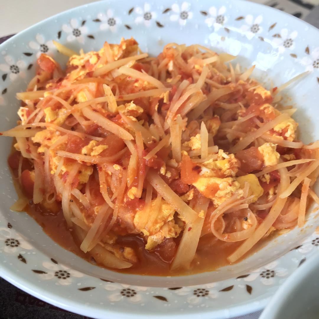 番茄鸡蛋炒土豆丝
