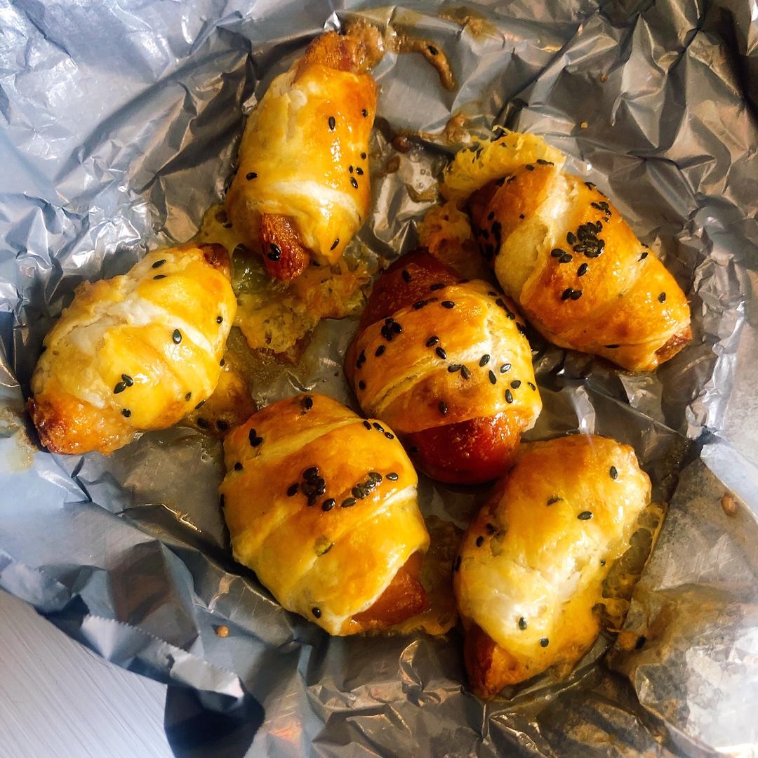 快手早餐：手抓饼变可颂面包（空气炸锅）