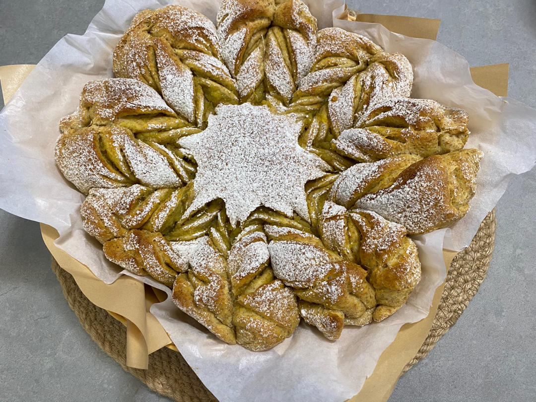 一次发酵就非常好吃的肉桂红糖苹果馅雪花面包