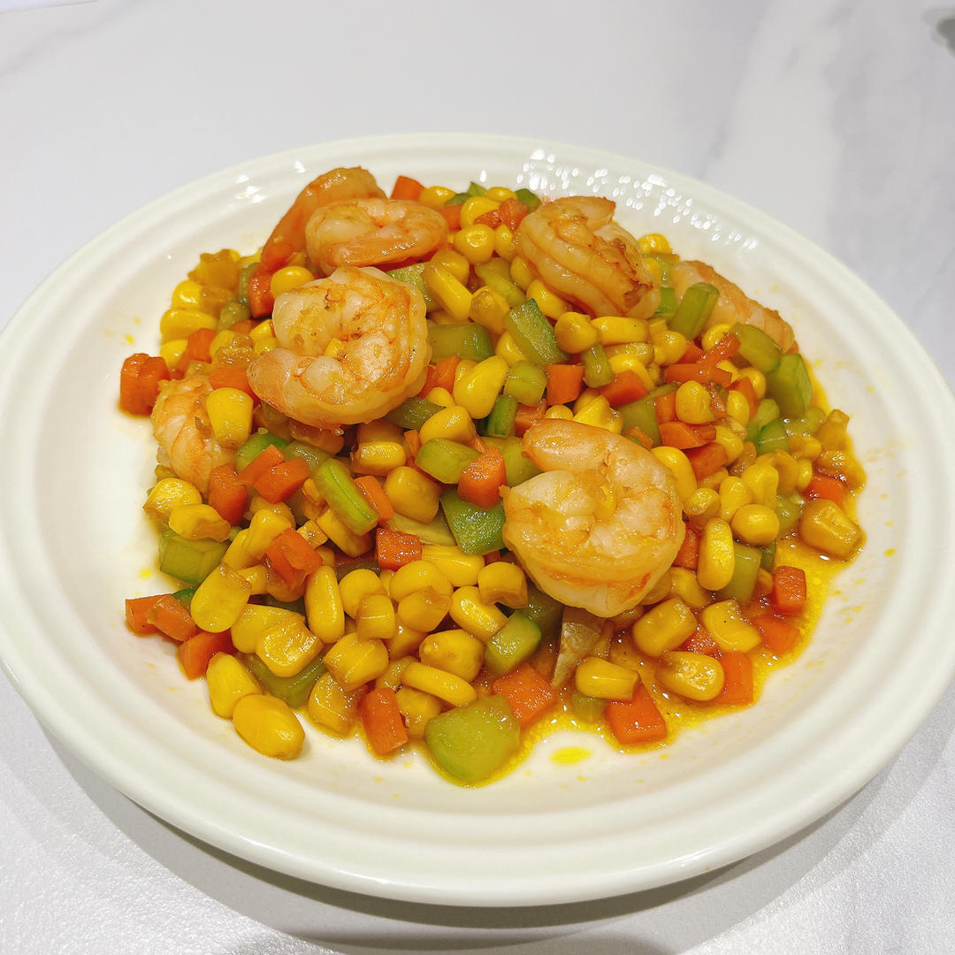 什锦玉米粒虾仁🍤🌽🥕
