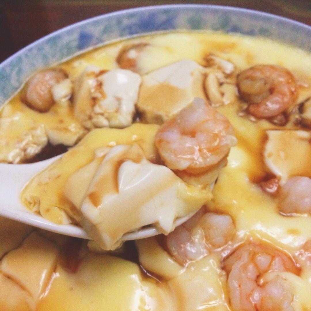 虾仁豆腐蒸水蛋