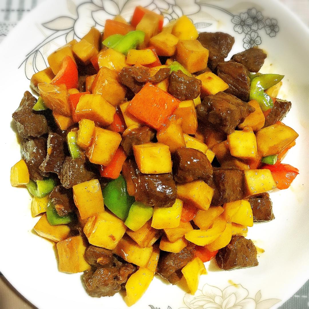 家常菜~杏鲍菇烧牛肉粒