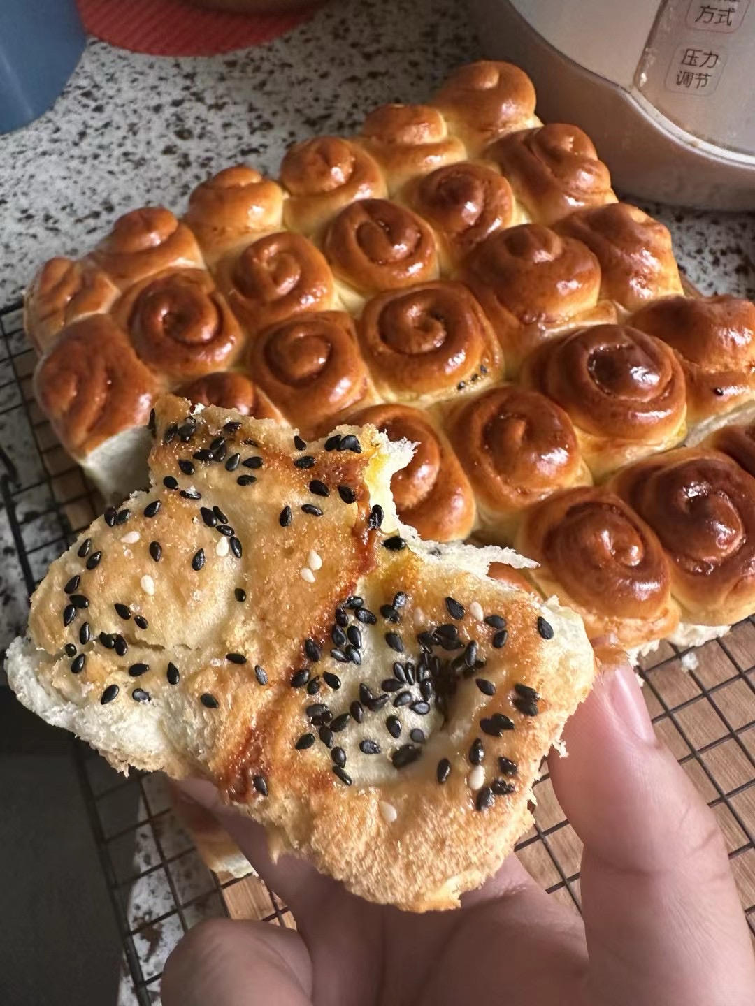 一次发酵的蜂蜜脆底小面包