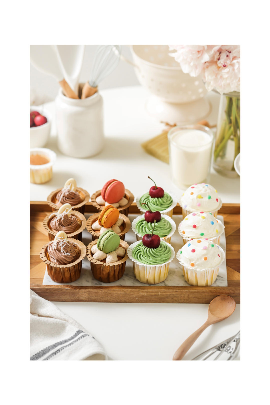 四口味奶油杯子蛋糕/鸳鸯奶茶、可可、抹茶、香草