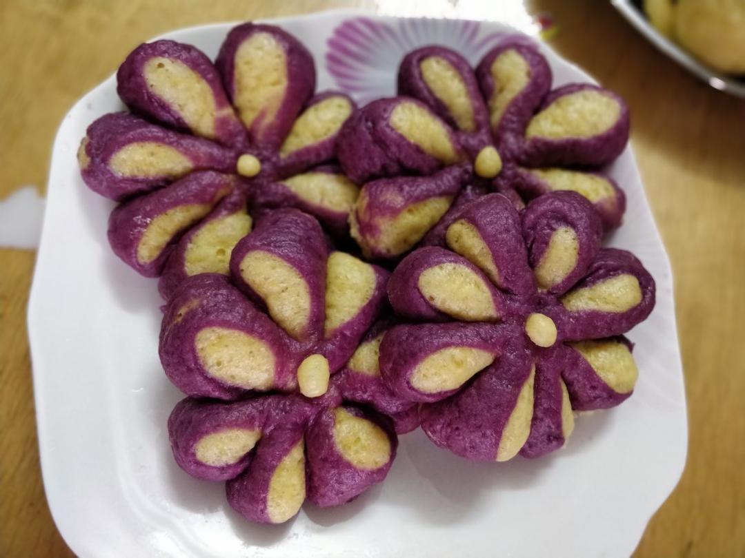 南瓜紫薯花样馒头