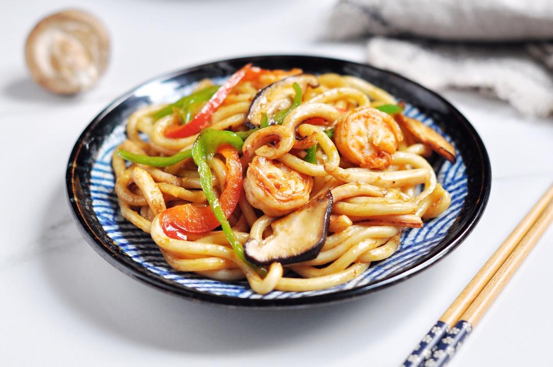 【海鲜炒乌冬面图片】together____下厨房