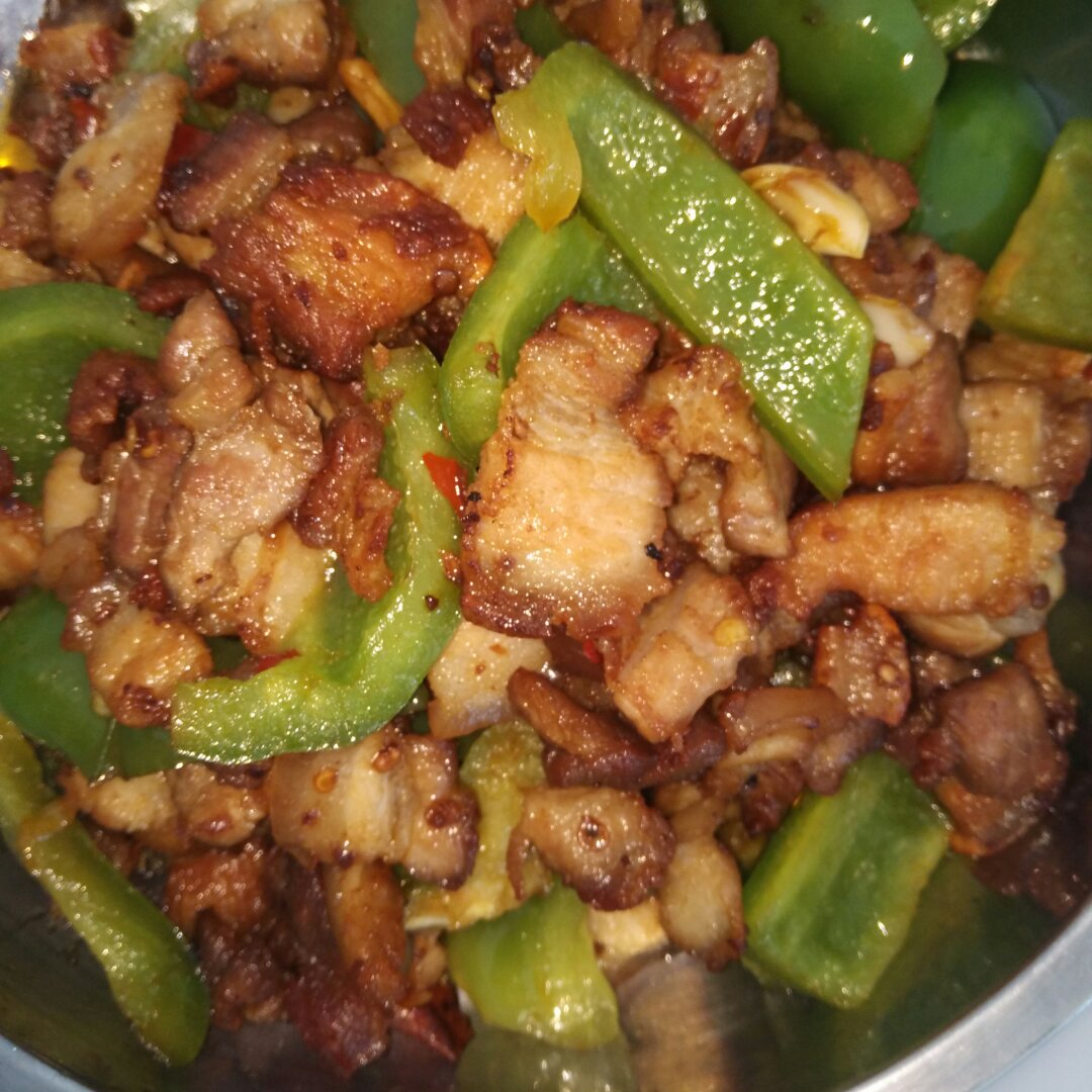盐煎尖椒五花肉片