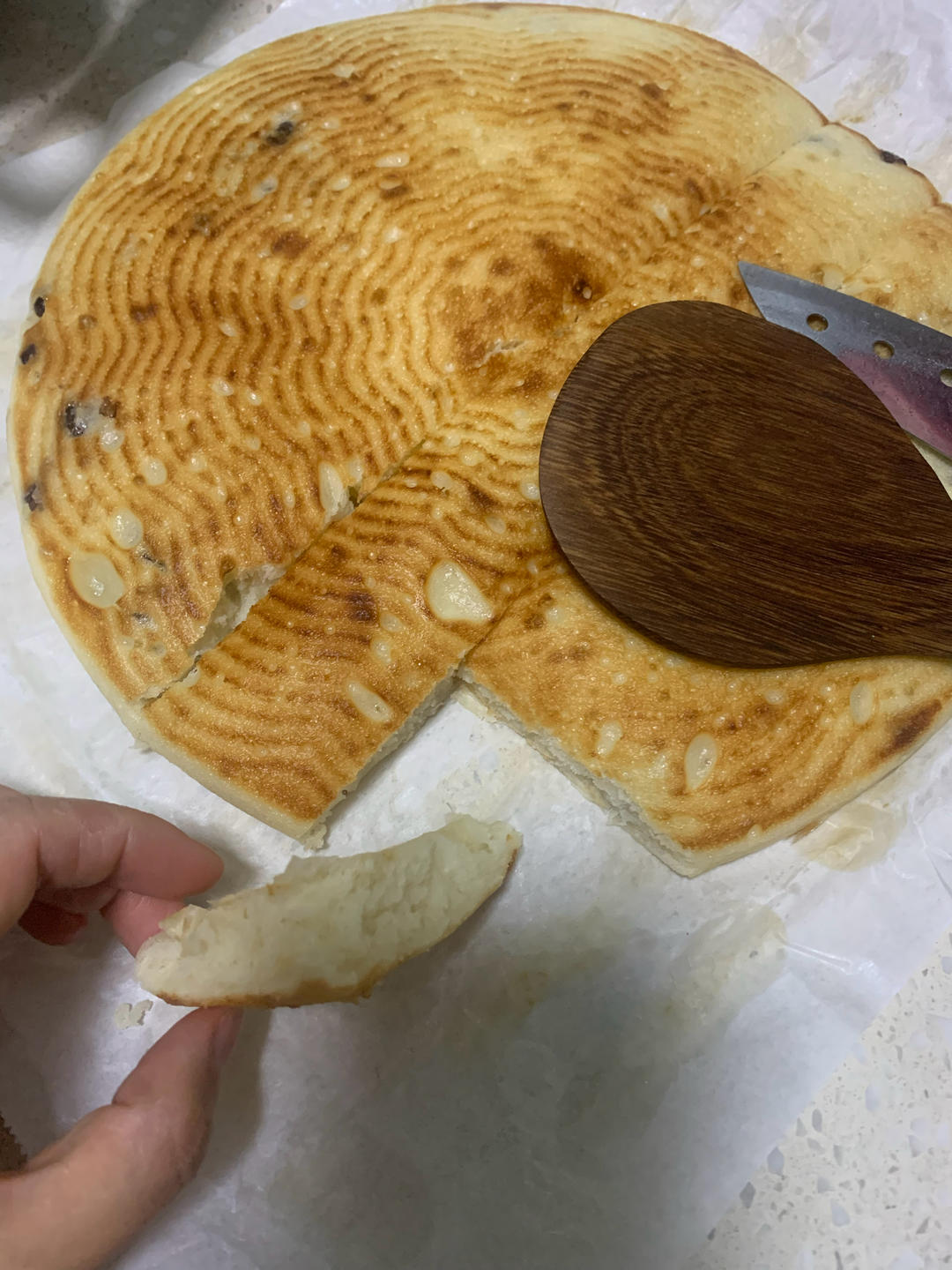 简单、不沾手的免揉隔夜发酵-宣软发面大饼（电饼铛-素食）
