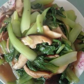老丁的私房菜-香菇炒油菜