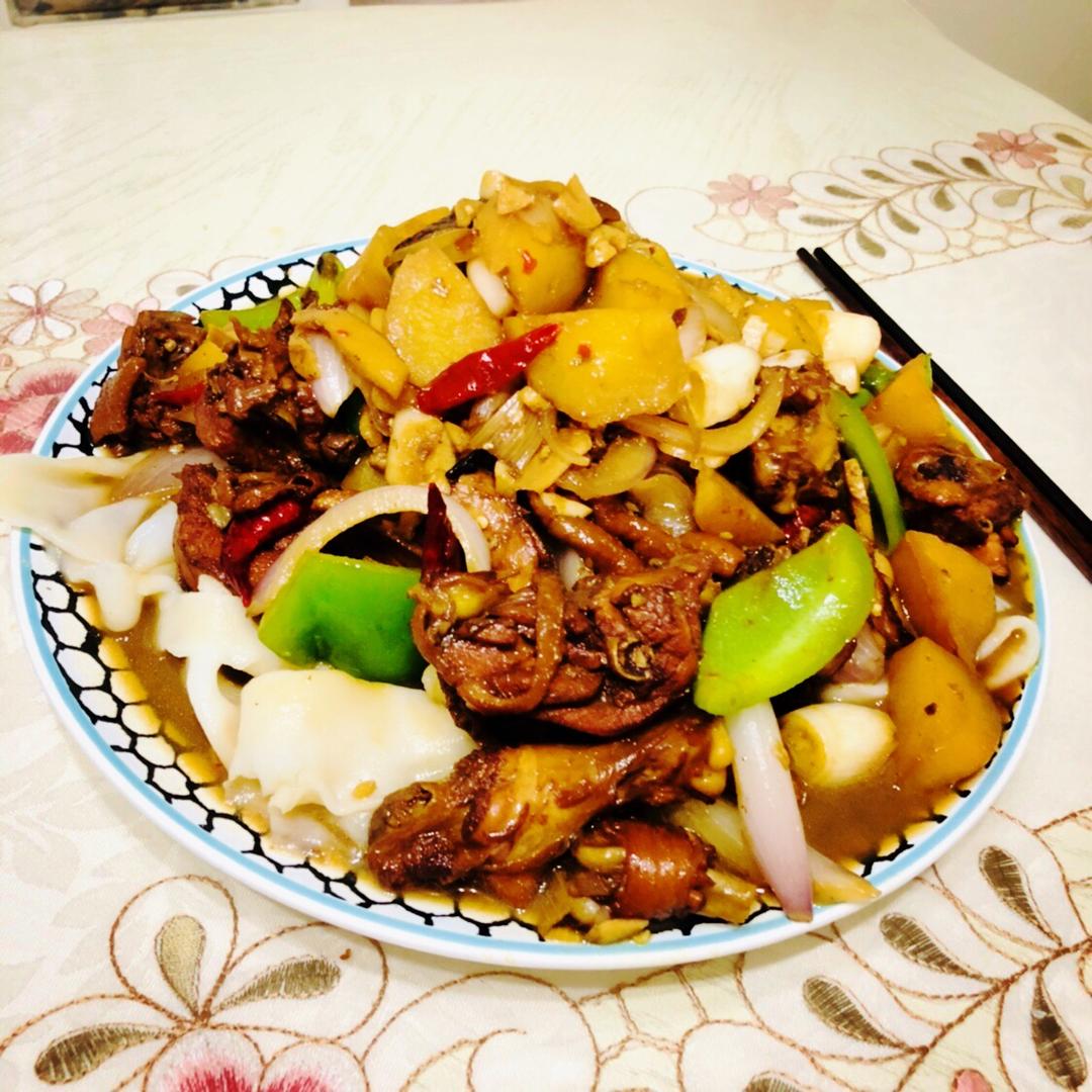 正宗新疆大盘鸡+裤带面