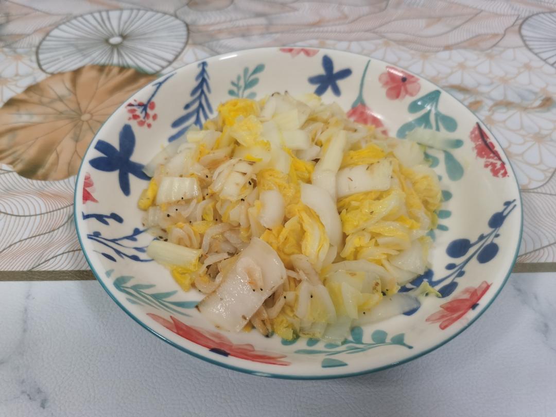 虾皮炒白菜，鲜的很啊