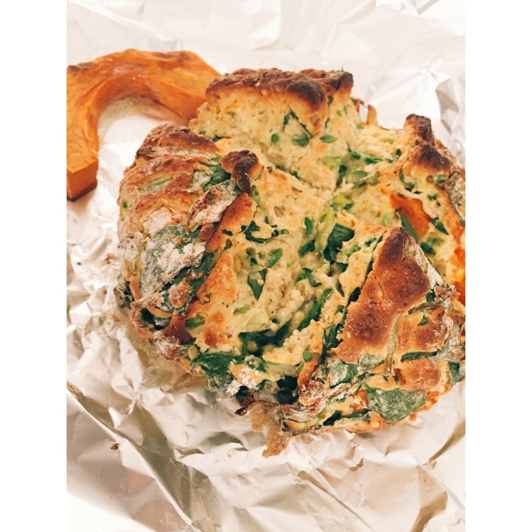 菠菜南瓜奶酪丹波面包丨健康·烘焙