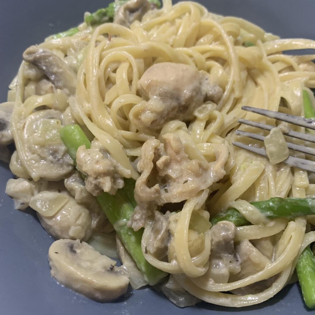 低卡伪白酱奶油培根蘑菇意大利面｜#Healthymeals# 减脂必撸02