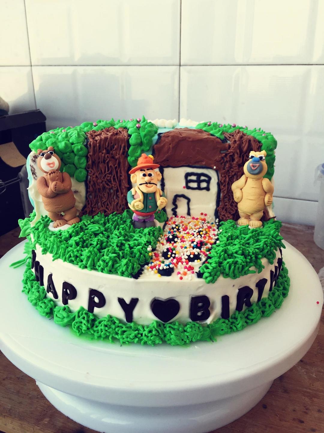 熊出没生日蛋糕的做法