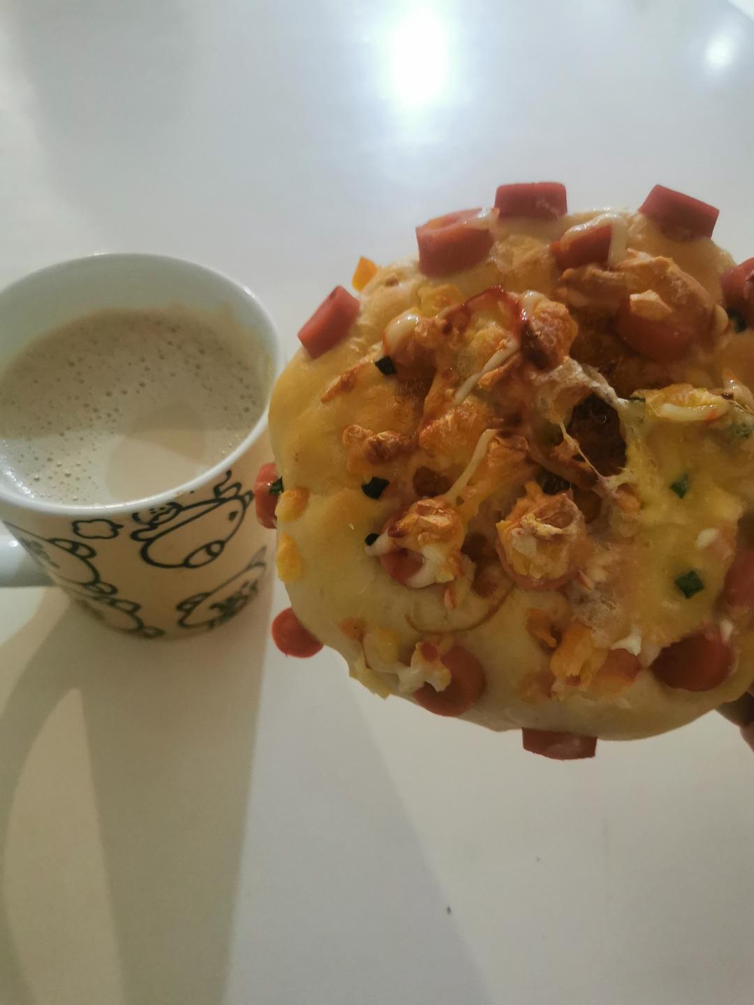 🍕快手简单｜一次发酵｜可可爱爱火腿披萨小面包｜学生早餐