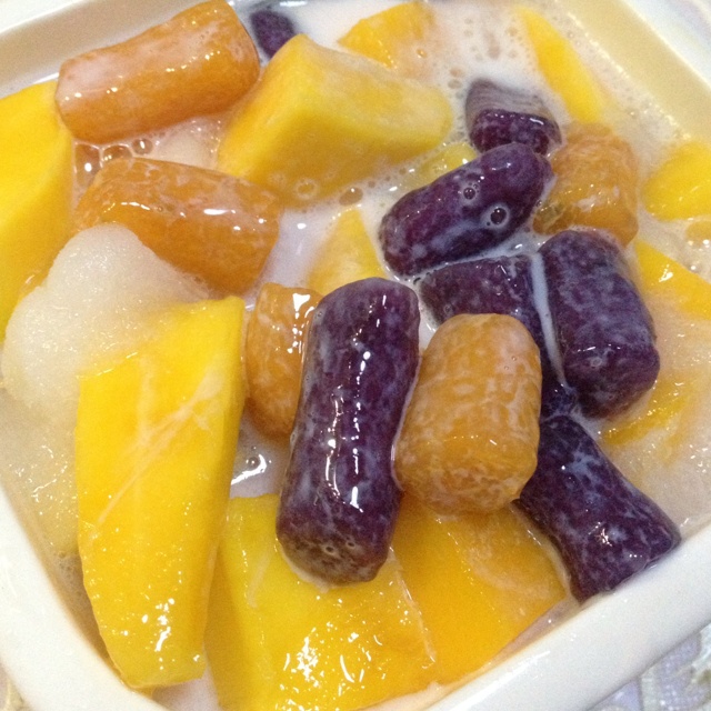 芒果芋圆红豆冰