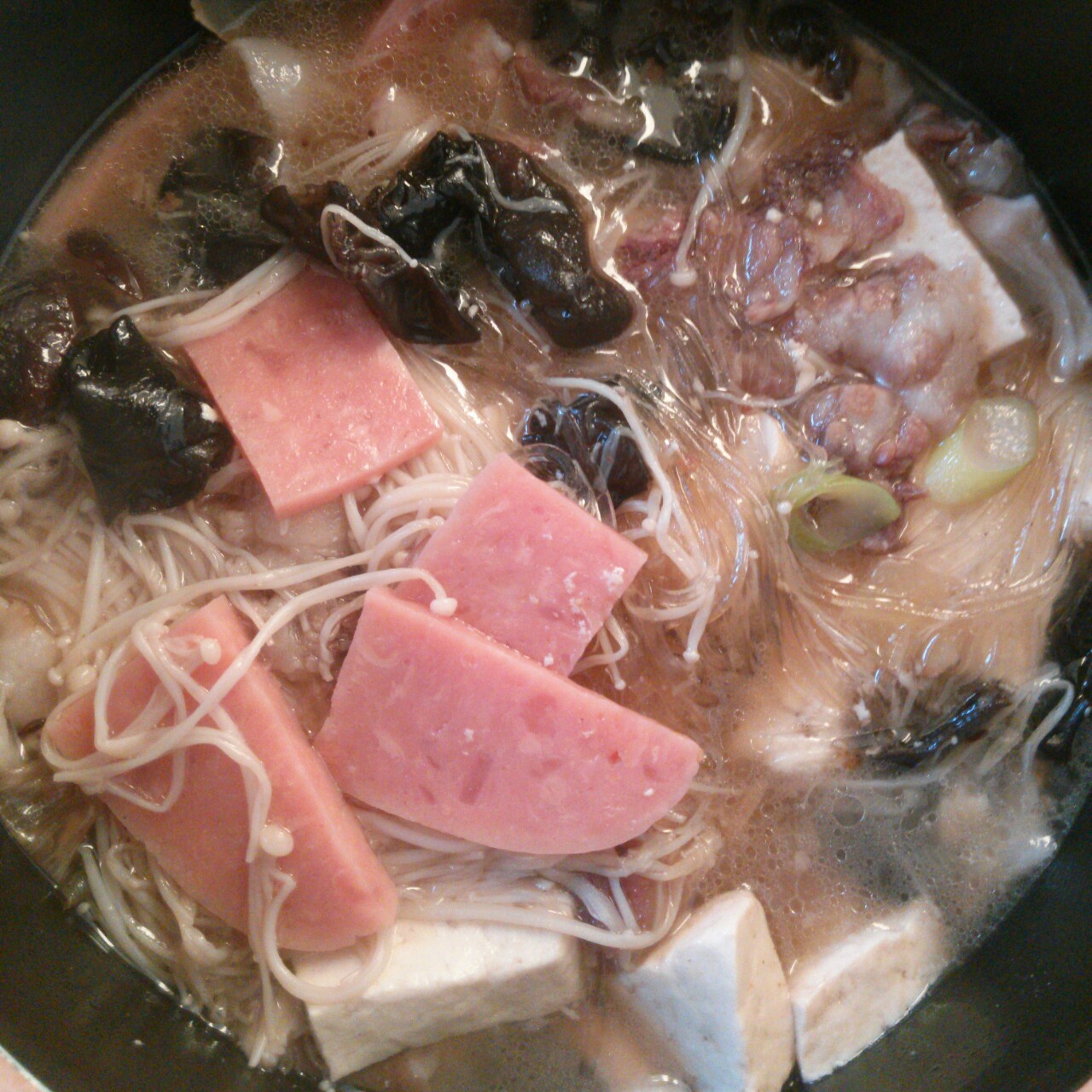 火腿豆腐平菇汤