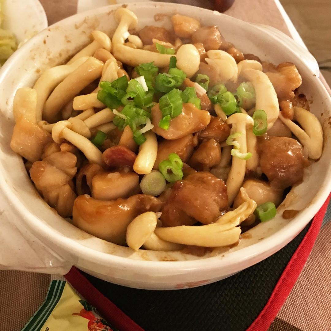 菌菇滑鸡煲仔饭+米布丁