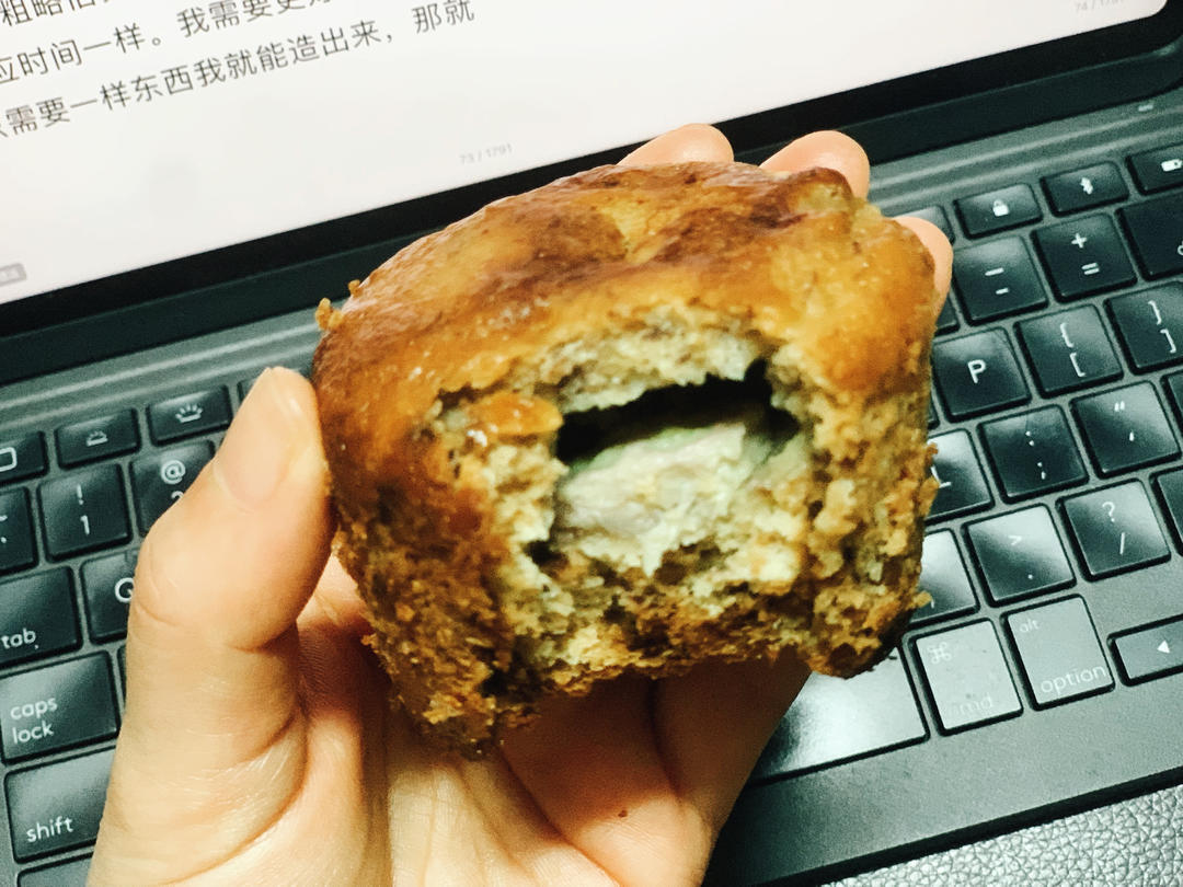 无糖海盐香蕉夹心花生酱燕麦快手马芬【健康主食】