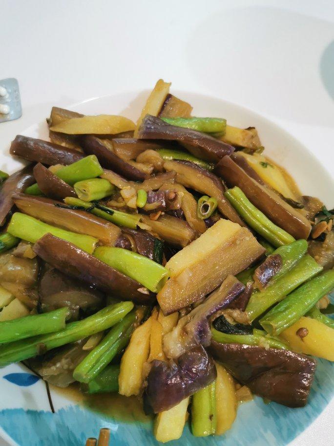 茄子炒豆角(少油版)超级下饭！