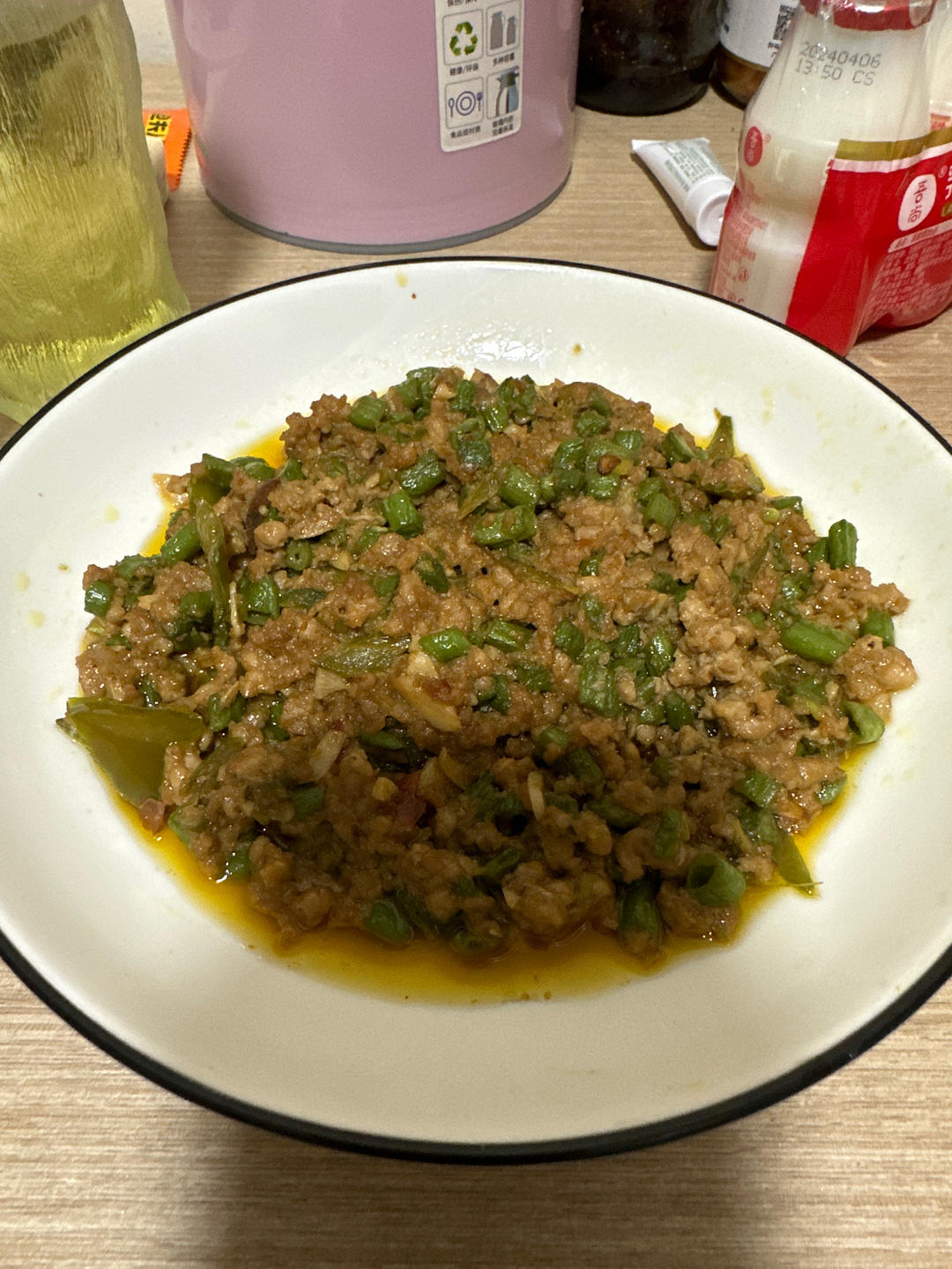 超简单的家常下饭菜猪肉末辣炒豆角
