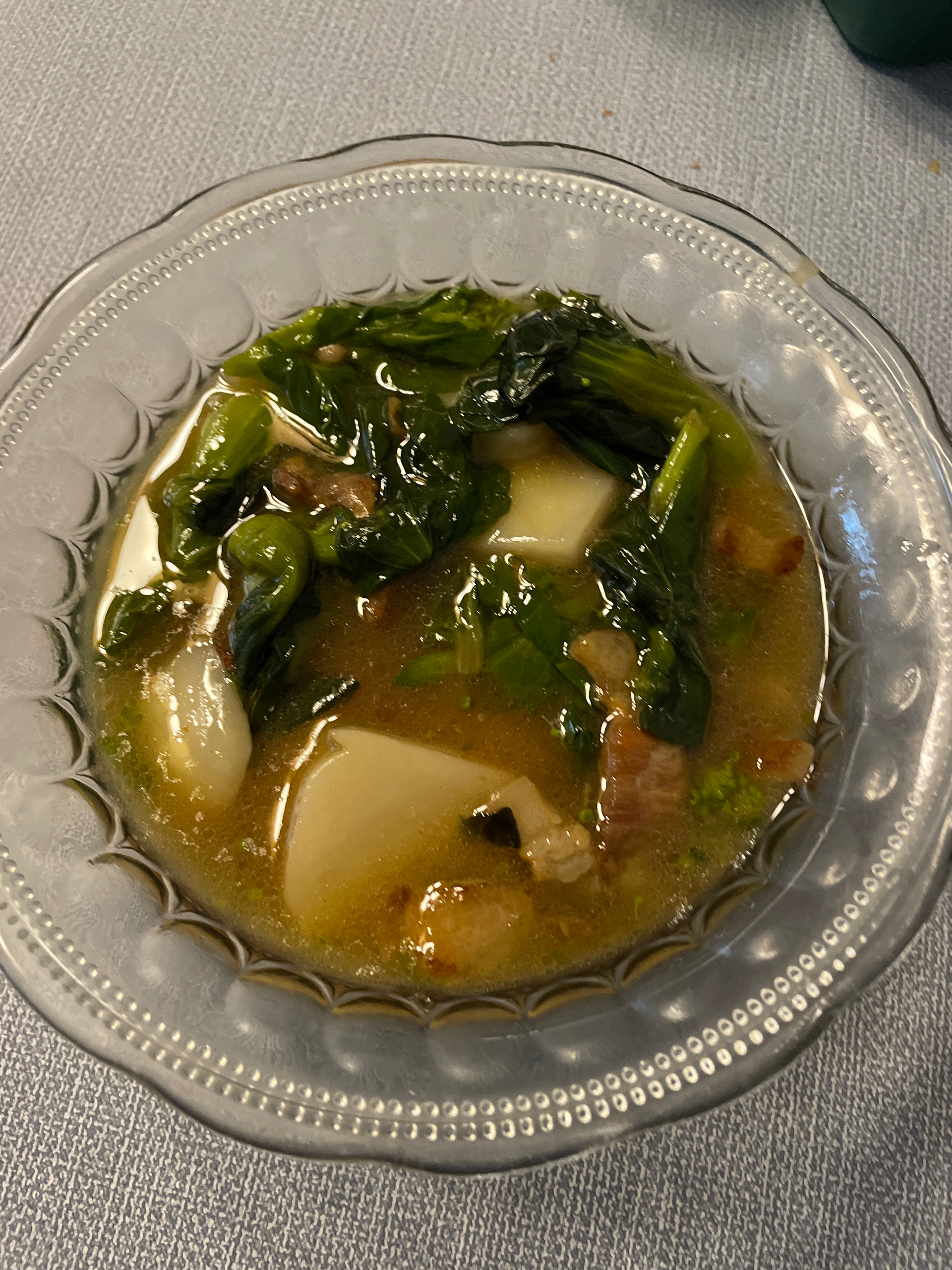 青菜肉丝菌菇汤年糕