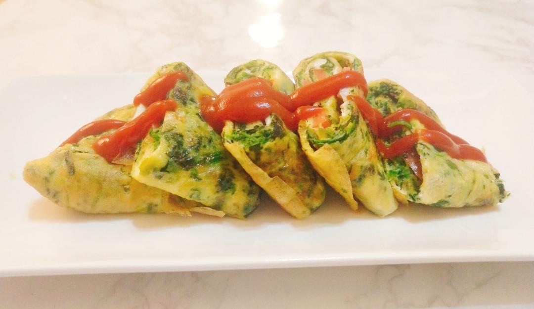 菠菜芝士煎蛋卷