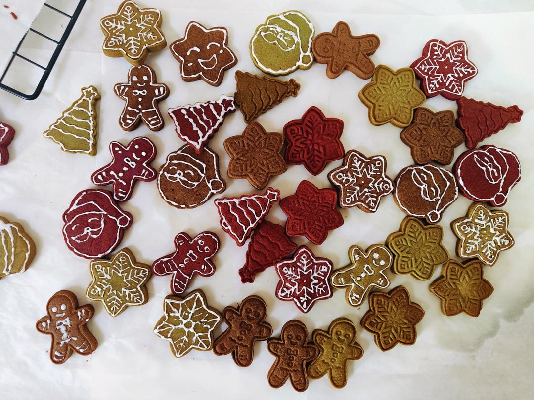 圣诞风印花曲奇饼干教程，附压面平整及脱模小技巧！