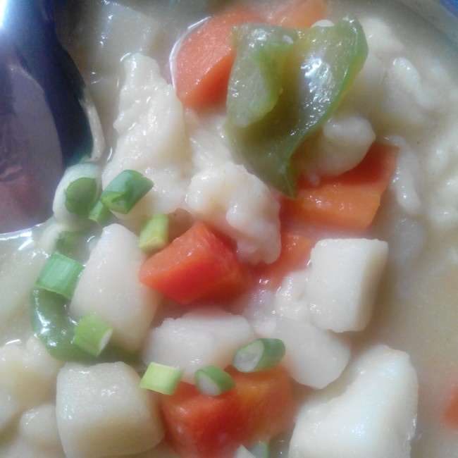 宝妈媛媛学做菜做的蔬菜面疙瘩