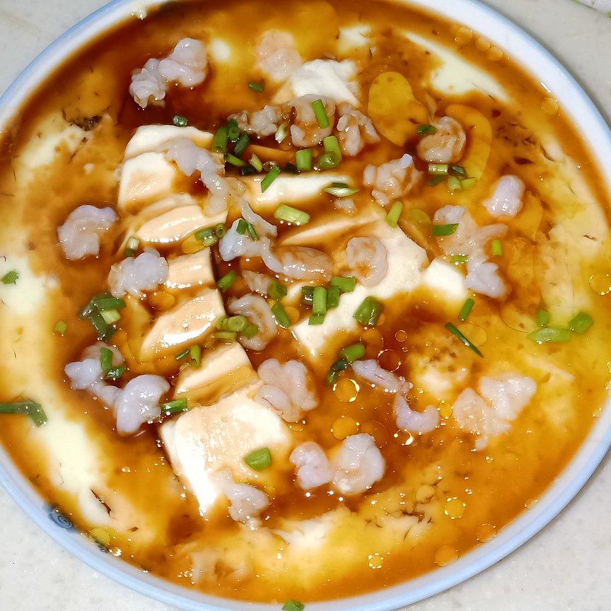 虾仁豆腐蒸水蛋
