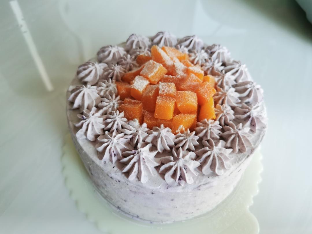 蓝莓奶油蛋糕 生日蛋糕 果酱夹馅（戚风胚版 少糖 无色素）