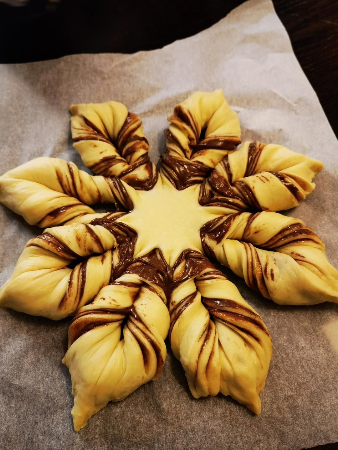 一次发酵就非常好吃的肉桂红糖苹果馅雪花面包