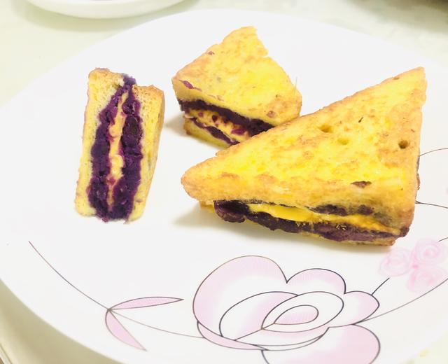 【一岁早餐】紫薯香蕉西多士的做法