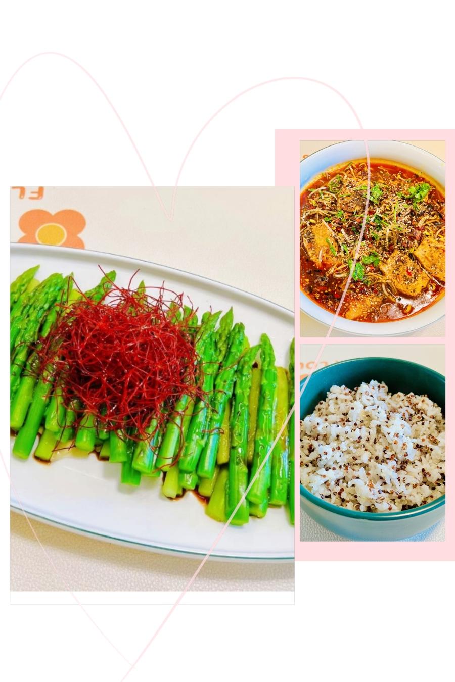 素🉑油淋芦笋，水煮豆芽