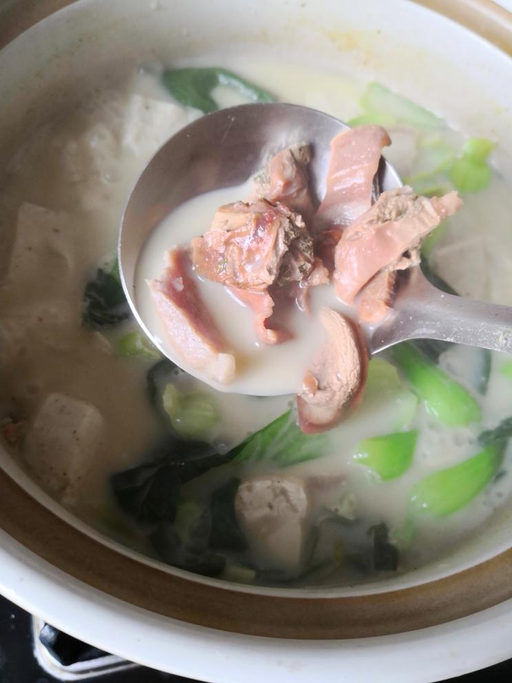 河蚌咸肉豆腐汤的做法