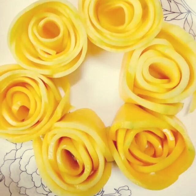 com做的芒果玫瑰花