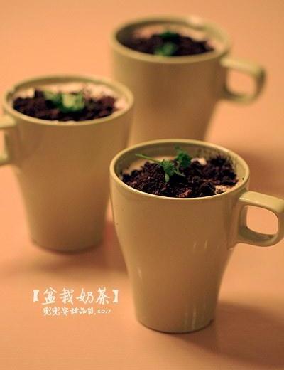 盆栽奶茶的做法