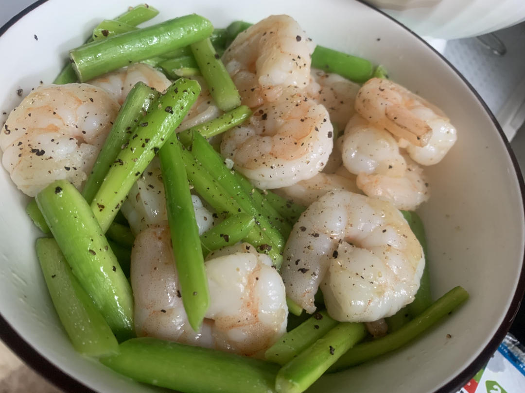 懒人的低油低盐减肥餐7之芦笋虾仁