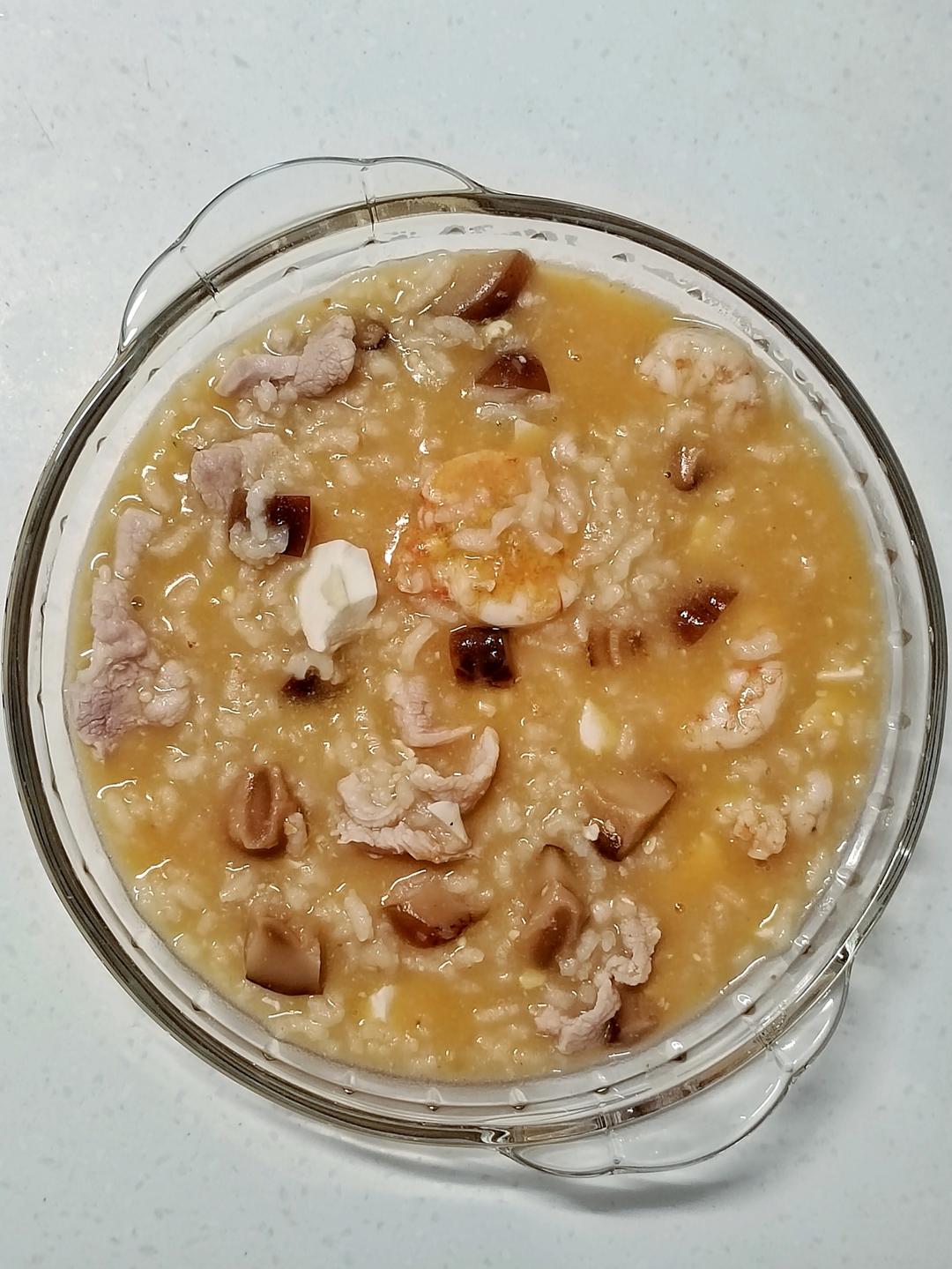 咸蛋虾仁冬菇青菜粥