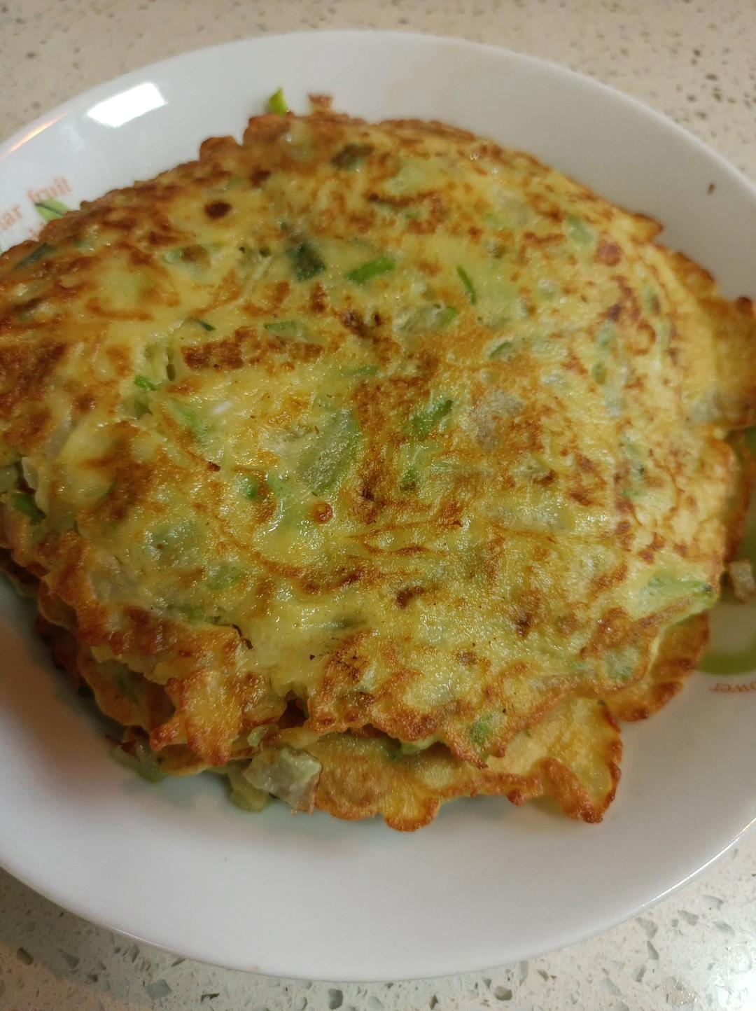 外婆从小吃到大的绿油油的丝瓜饼