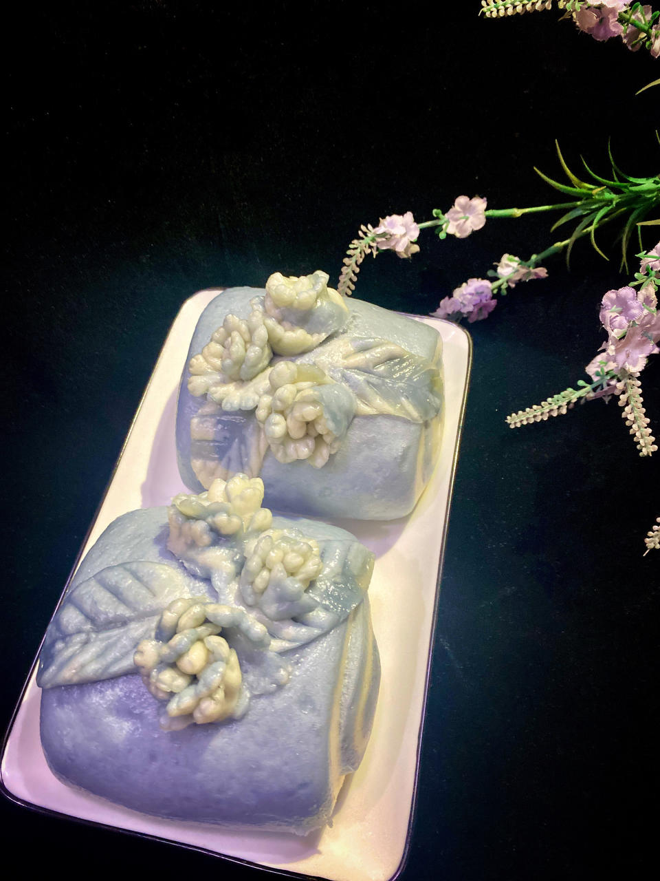 原创.青花瓷牡丹花馒头