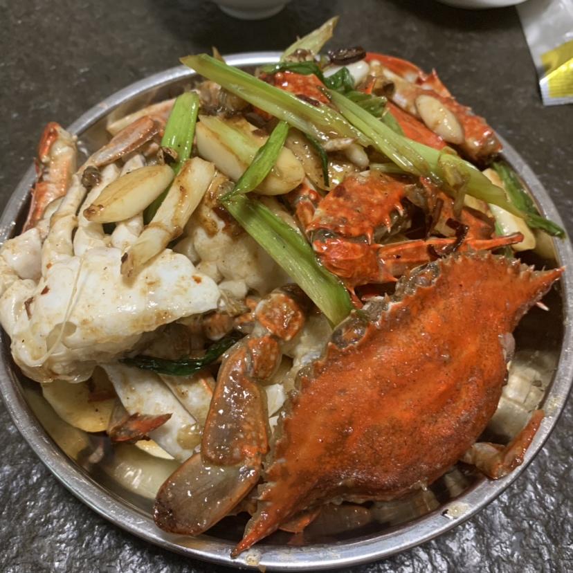 爆香葱姜梭子蟹