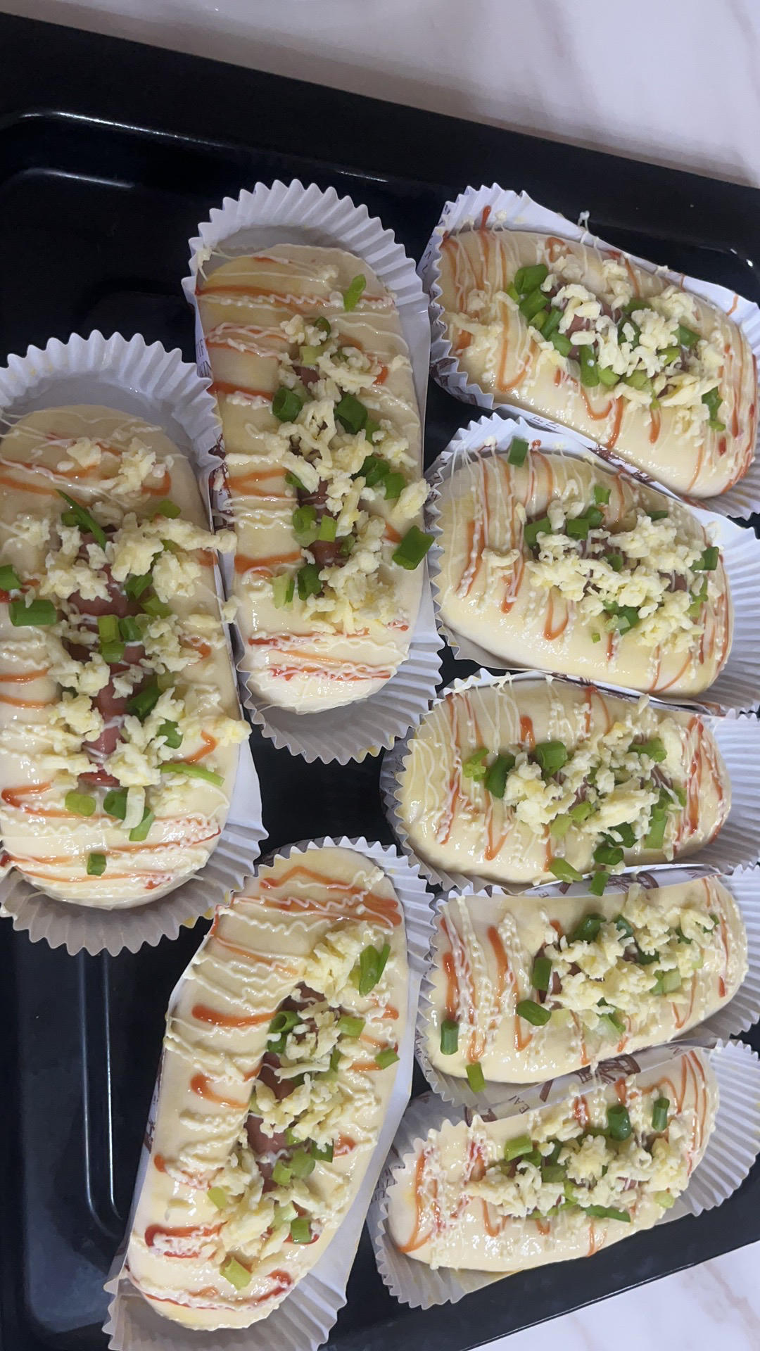 超松软的一发芝士香葱火腿沙拉面包|柔软拉丝|新手友好