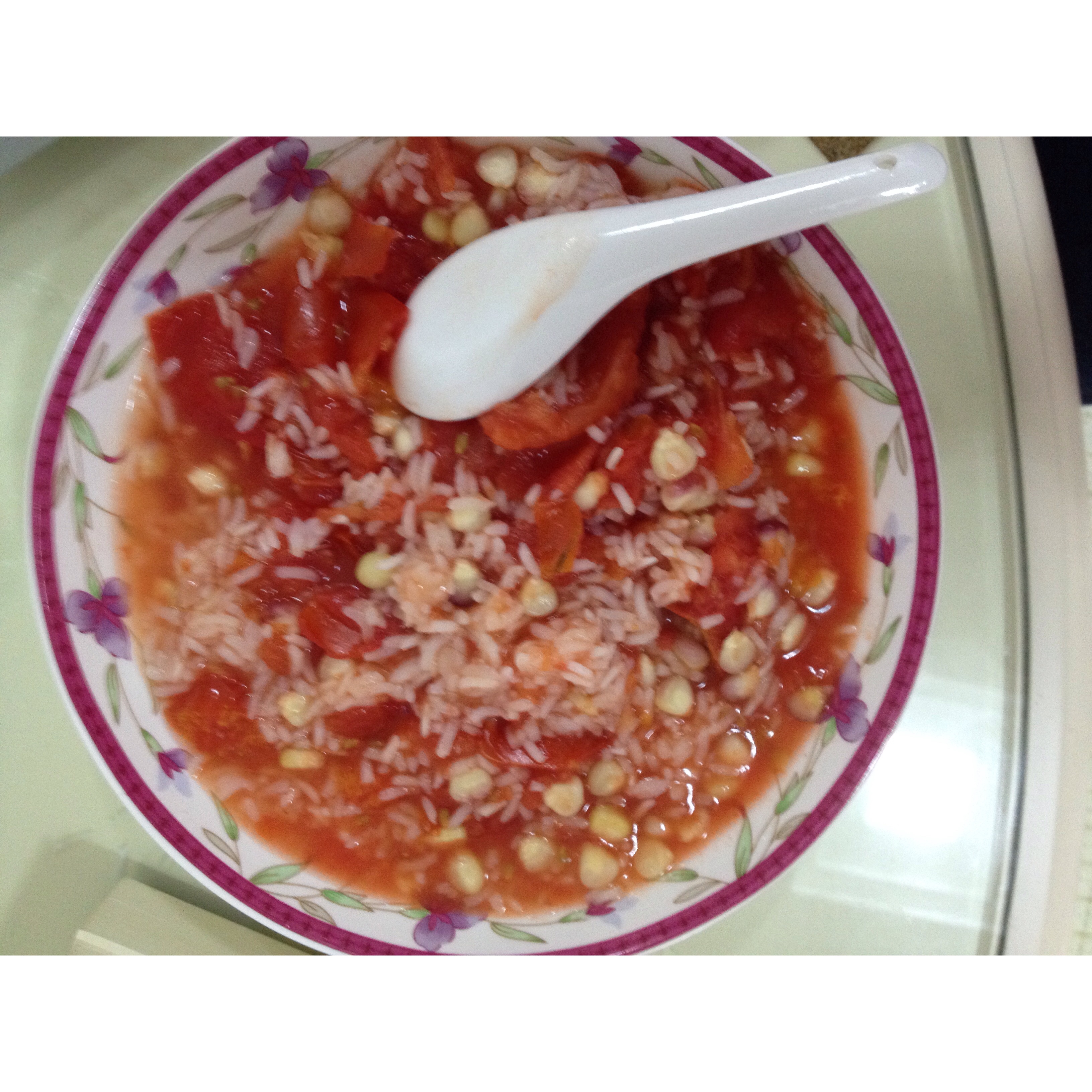 整个番茄饭加强版【两个番茄玉米饭】