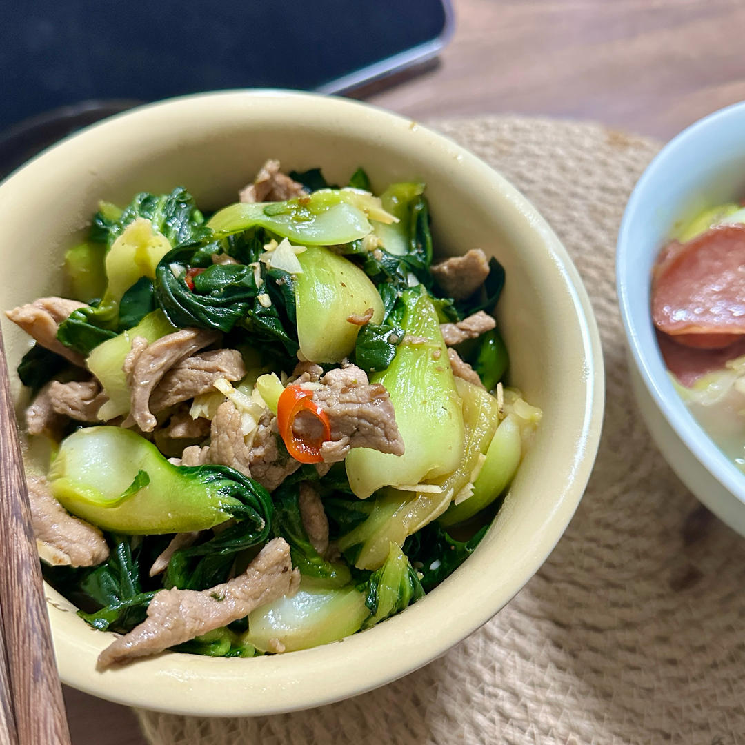 青菜炒肉丝