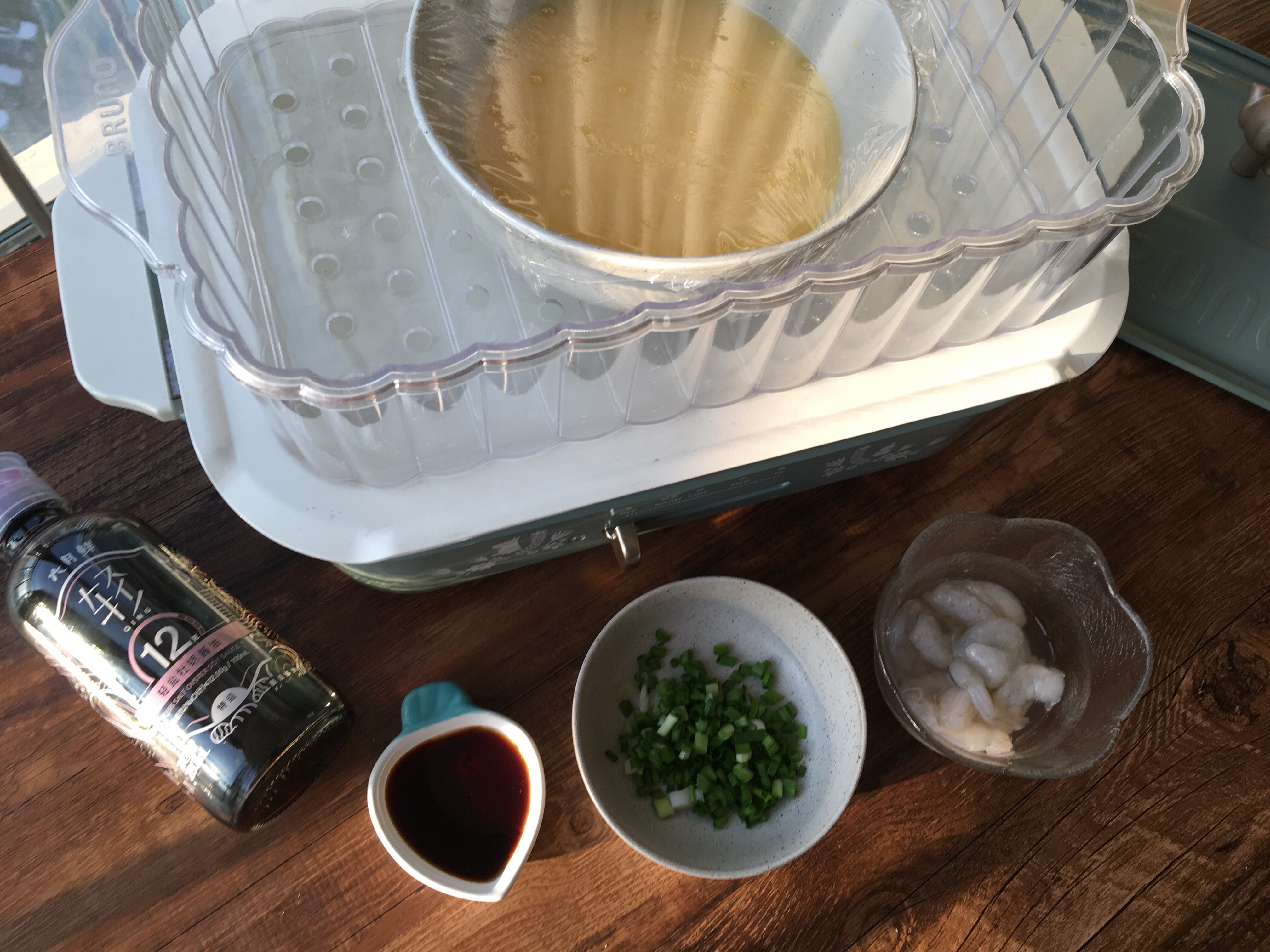 duang～虾仁蒸蛋×六月鲜轻盐牡蛎酱油的做法 步骤7